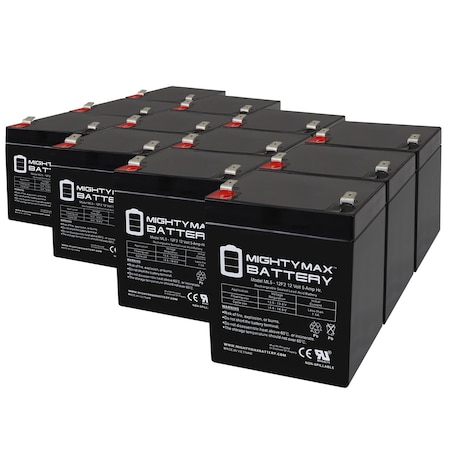 12V 5Ah F2 SLA Replacement Battery For UPS, Alarm, APC - 12PK